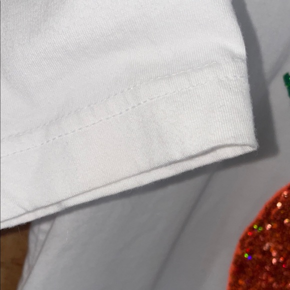White T-Shirt with Orange Glitter Design - Picture 5 of 6